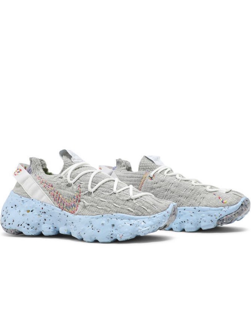 Nike Women's Space Hippie Knit Running Sneakers - Light Grey/Blue